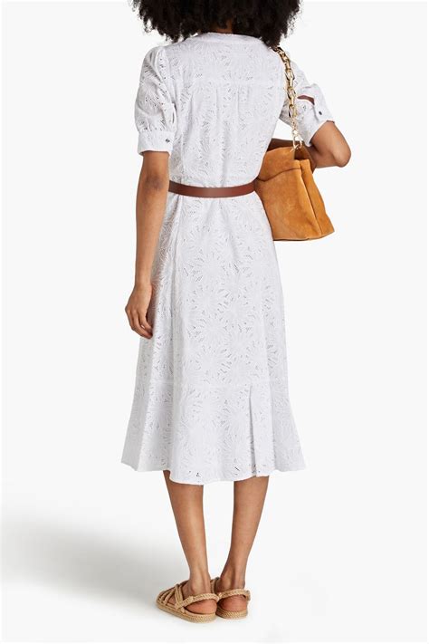 michael michael kors belted cotton-blend corded lace midi shirt dress|Michael Kors Collection Belted Shirtdress .